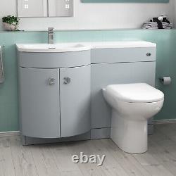 Nes Home Matte Grey 1100mm Left Hand Sink Combination Vanity Unit & BTW Toilet