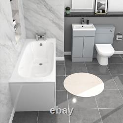Nes Home Matte Grey 500mm PVC 2 Doors Vanity WC Unit BTW Toilet and Bath Set