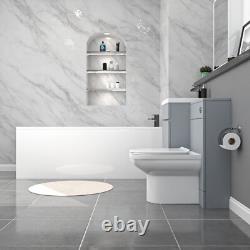 Nes Home Matte Grey 500mm PVC 2 Doors Vanity WC Unit BTW Toilet and Bath Set