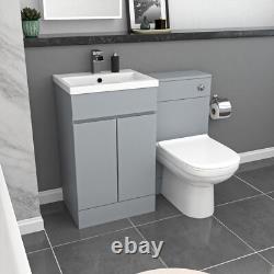 Nes Home Matte Grey 500mm PVC 2 Doors Vanity WC Unit BTW Toilet and Bath Set
