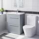 Nes Home Matte Grey 600mm 2 Drawer Vanity Basin Unit & Close Coupled Toilet
