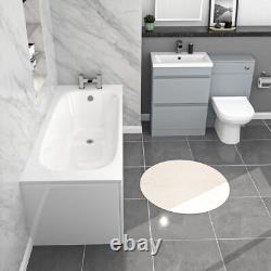 Nes Home Matte Grey 600mm PVC 2 Drawers Vanity WC Unit BTW Toilet and Bath Set