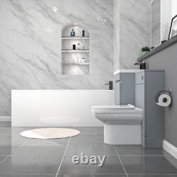 Nes Home Matte Grey 600mm PVC 2 Drawers Vanity WC Unit BTW Toilet and Bath Set