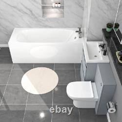 Nes Home Matte Grey 600mm PVC 2 Drawers Vanity WC Unit BTW Toilet and Bath Set