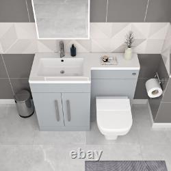 Nes Home Matte Grey LH 1100mm Vanity Cabinet Basin Sink & BTW Toilet