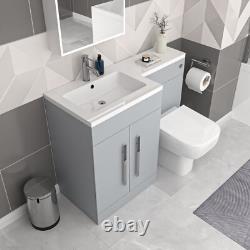 Nes Home Matte Grey LH 1100mm Vanity Cabinet Basin Sink & BTW Toilet