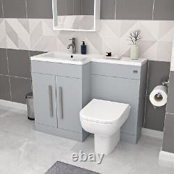 Nes Home Matte Grey LH 1100mm Vanity Cabinet Basin Sink & BTW Toilet