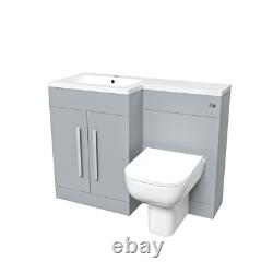 Nes Home Matte Grey LH 1100mm Vanity Cabinet Basin Sink & BTW Toilet