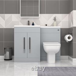 Nes Home Matte Grey LH 1100mm Vanity Cabinet Basin Sink & Rimless BTW Toilet