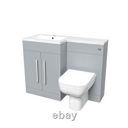 Nes Home Matte Grey LH 1100mm Vanity Cabinet Basin Sink & Rimless BTW Toilet