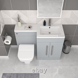 Nes Home Matte Grey RH 1100mm Vanity Cabinet Basin Sink & Rimless BTW Toilet