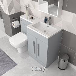 Nes Home Matte Grey RH 1100mm Vanity Cabinet Basin Sink & Rimless BTW Toilet