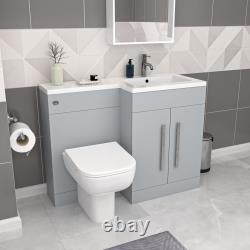 Nes Home Matte Grey RH 1100mm Vanity Cabinet Basin Sink & Rimless BTW Toilet