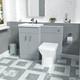 Nes Home Matte Grey Vanity Basin Cabinet Wc Unit & Rimless Back To Wall Toilet