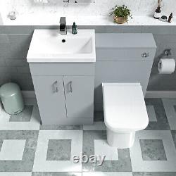 Nes Home Matte Grey Vanity Basin Cabinet WC Unit & Rimless Back To Wall Toilet
