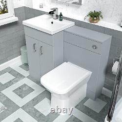 Nes Home Matte Grey Vanity Basin Cabinet WC Unit & Rimless Back To Wall Toilet
