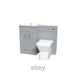 Nes Home Matte Grey Vanity Basin Cabinet WC Unit & Rimless Back To Wall Toilet