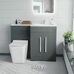 Nes Home RH 1100mm Vanity Basin Unit, WC Unit & Elora Back To Wall Toilet Grey