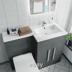 Nes Home RH 1100mm Vanity Basin Unit, WC Unit & Elora Back To Wall Toilet Grey