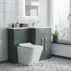 Nes Home RH 1100mm Vanity Basin Unit, WC Unit & Elora Back To Wall Toilet Grey