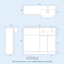 Nes Home RH Basin Black Handle WC Unit L Shape RH Bath BTW Toilet & Panel Screen