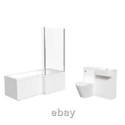 Nes Home RH Basin Brass Handle WC Unit BTW Toilet L Shape RH Bath & Panel Screen