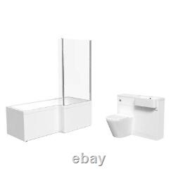 Nes Home RH Basin Cabinet WC Unit BTW Toilet L Shape RH Bath & Panel Screen