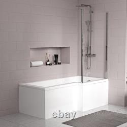 Nes Home RH Basin Cabinet WC Unit L Shape Bath BTW Toilet & Panel Screen