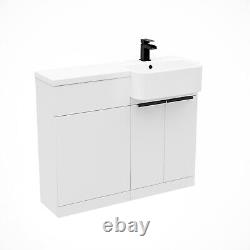 Nes Home RH Black Handles Basin Vanity Unit With Tap & Freestanding WC Unit