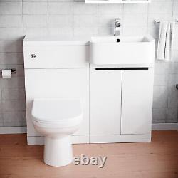 Nes Home RH Freestanding Basin Vanity Unit With Black Handles, WC Unit & Toilet
