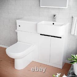 Nes Home RH Freestanding Basin Vanity Unit With Black Handles, WC Unit & Toilet