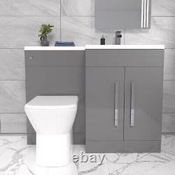 Nes Home Right Hand 1100mm Vanity Basin Unit, WC Unit & Back To Wall Toilet