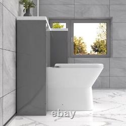 Nes Home Right Hand 1100mm Vanity Basin Unit, WC Unit & Back To Wall Toilet