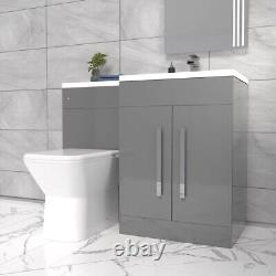 Nes Home Right Hand 1100mm Vanity Basin Unit, WC Unit & Back To Wall Toilet