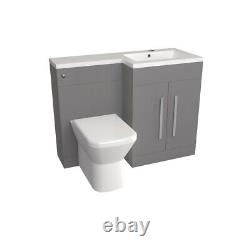 Nes Home Right Hand 1100mm Vanity Basin Unit, WC Unit & Back To Wall Toilet