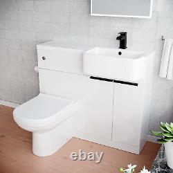 Nes Home Right Hand Black Handles Basin Vanity Unit With Tap, WC Unit & Toilet