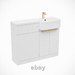 Nes Home Right Hand Brushed Brass Handles Basin Vanity Unit With Tap & WC Unit