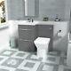 Nes Home Steel Grey Basin Vanity Cabinet, Wc Unit & Rimless Back To Wall Toilet