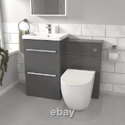 Nes Home Steel Grey Basin Vanity Cabinet With WC Unit & Back To Wall Toilet