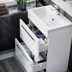 Nes Home White 1000 mm Drawer Vanity Unit and Back To Wall Toilet with WC Unit