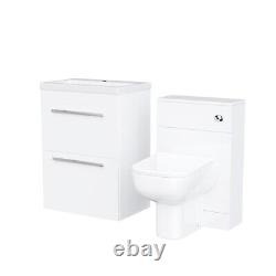 Nes Home White 1000 mm Drawer Vanity Unit and Back To Wall Toilet with WC Unit