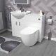 Nes Home White 1050mm Vanity Unit With Wc Unit & Round Back To Wall Toilet