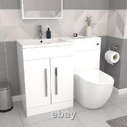 Nes Home White 1700mm LH Bath With Screen, Basin Vanity Unit & BTW Toilet Suite