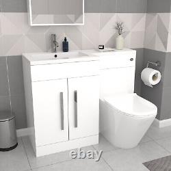 Nes Home White 1700mm LH Bath With Screen, Basin Vanity Unit & BTW Toilet Suite