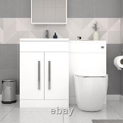 Nes Home White 1700mm LH Bath With Screen, Basin Vanity Unit & BTW Toilet Suite