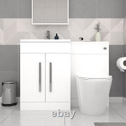 Nes Home White 1700mm LH Bath With Screen, Basin Vanity Unit & BTW Toilet Suite