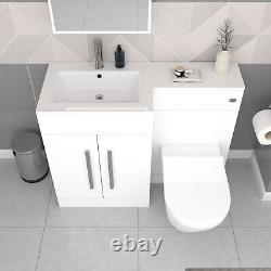 Nes Home White 1700mm LH Bath With Screen, Basin Vanity Unit & BTW Toilet Suite