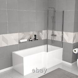 Nes Home White 1700mm RH Bath With Screen, Basin Vanity Unit & BTW Toilet Suite