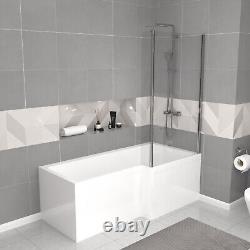 Nes Home White 1700mm RH Bath With Screen, Basin Vanity Unit & BTW Toilet Suite