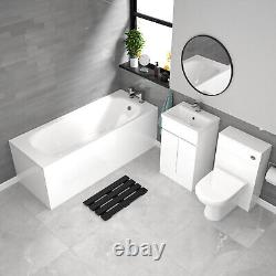 Nes Home White 500mm PVC 2 Doors Vanity WC Unit BTW Toilet and Bath Set